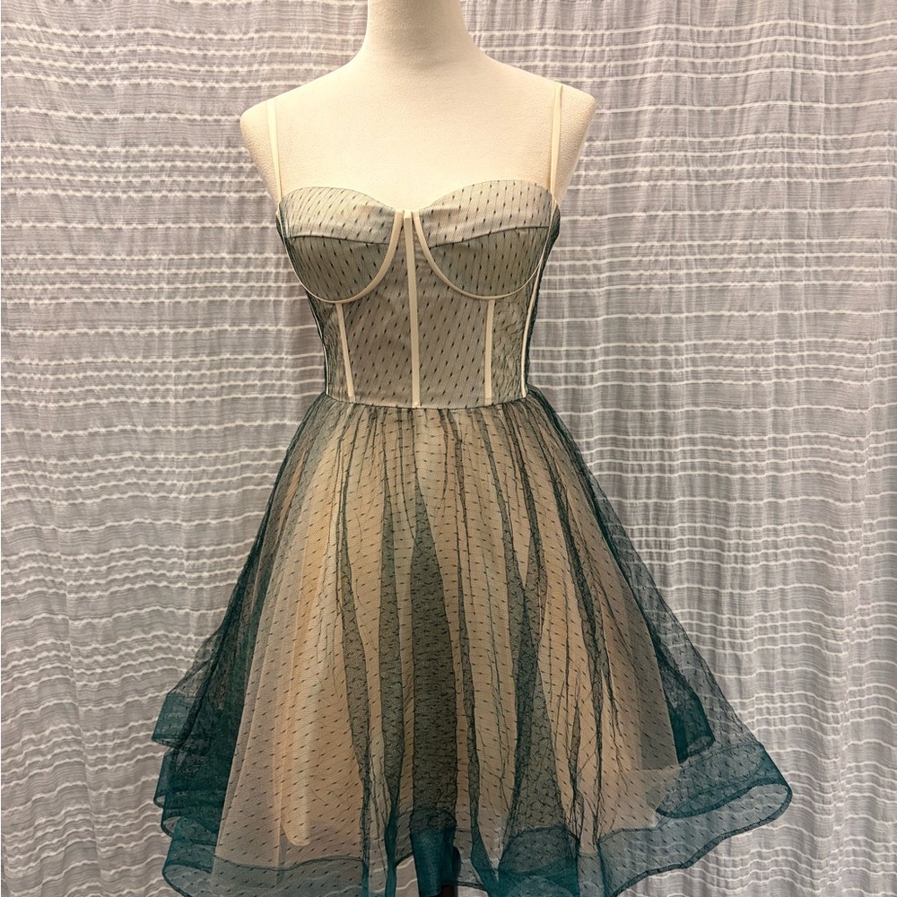 Chic Strapless Cream and Black Dress